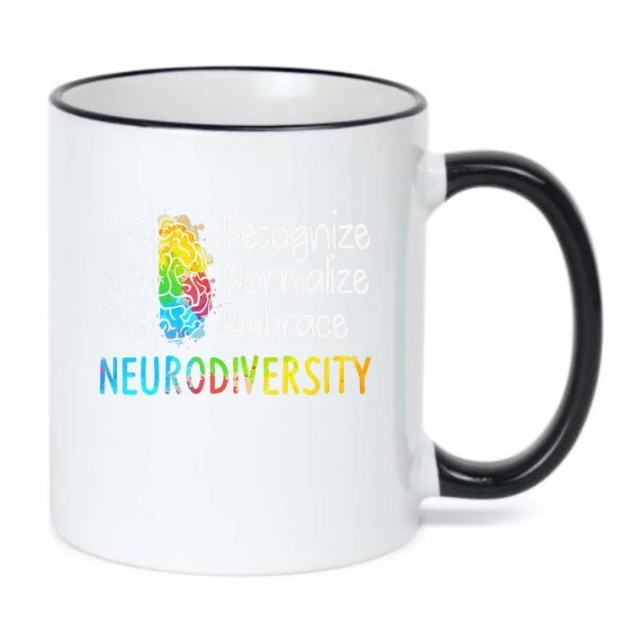 Neurodiversity Autism Spectrum ASD ADHD Rainbow Brain Gift Black Color Changing Mug