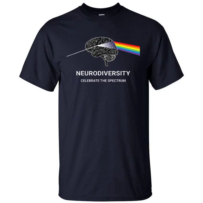 Neurodiversity Autism Spectrum ASD ADHD Rainbow Brain Tall T-Shirt