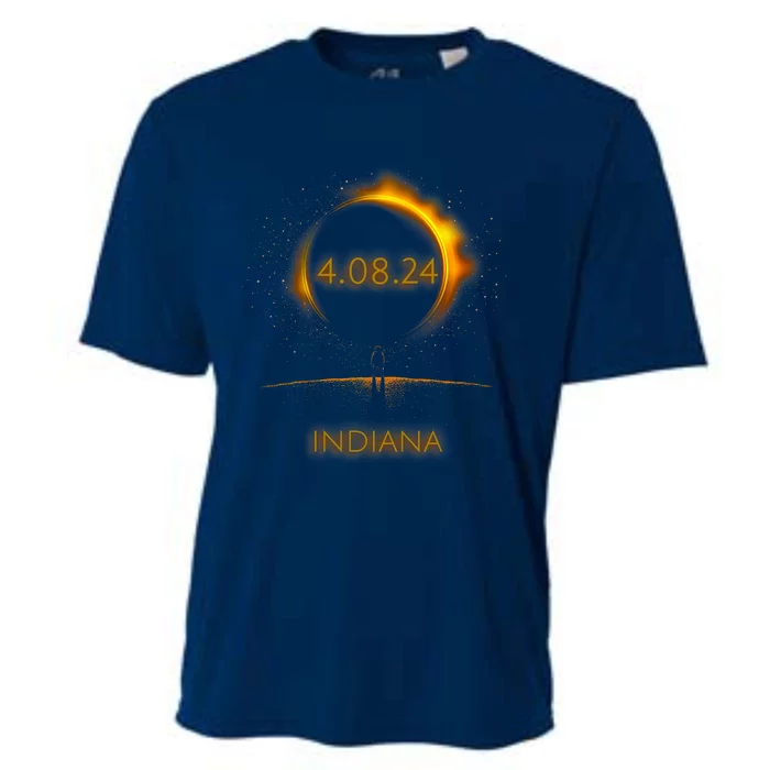 North America Solar Eclipse 4.08.24 Indiana Souvenir Cooling Performance Crew T-Shirt