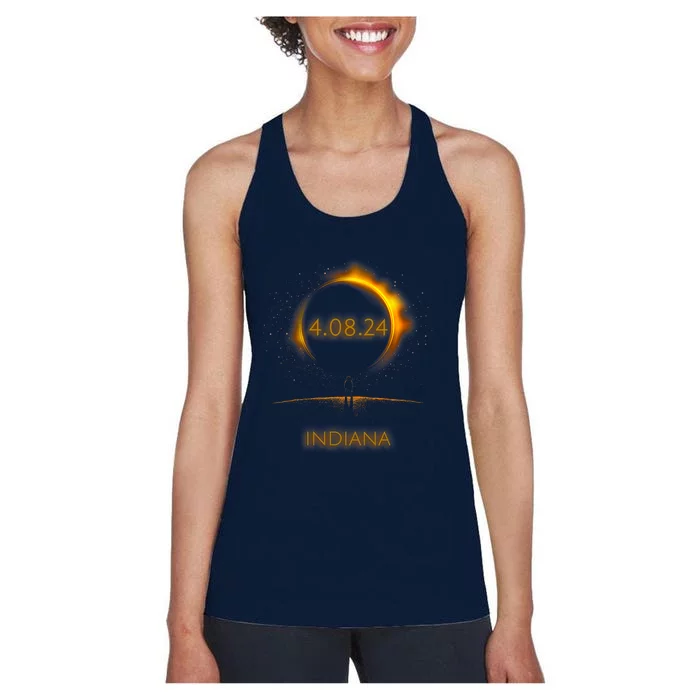 North America Solar Eclipse 4.08.24 Indiana Souvenir Women's Racerback Tank