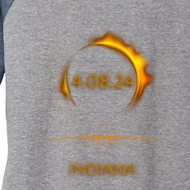 North America Solar Eclipse 4.08.24 Indiana Souvenir Women's Tri-Blend 3/4-Sleeve Raglan Shirt