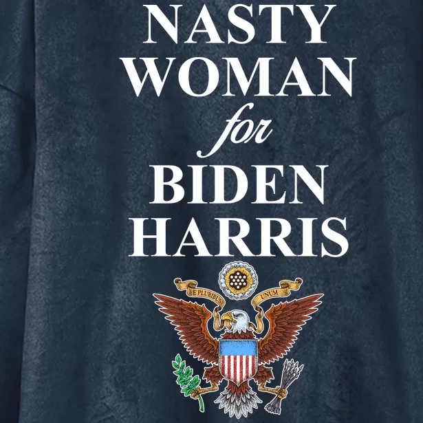 Nasty Woman For Biden Harris Eagle Logo Hooded Wearable Blanket