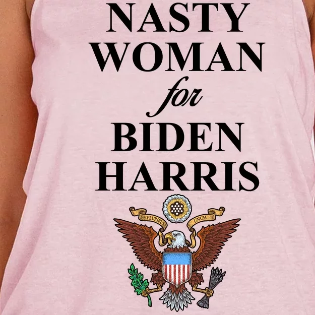 Nasty Woman For Biden Harris Eagle Logo Women's Knotted Racerback Tank