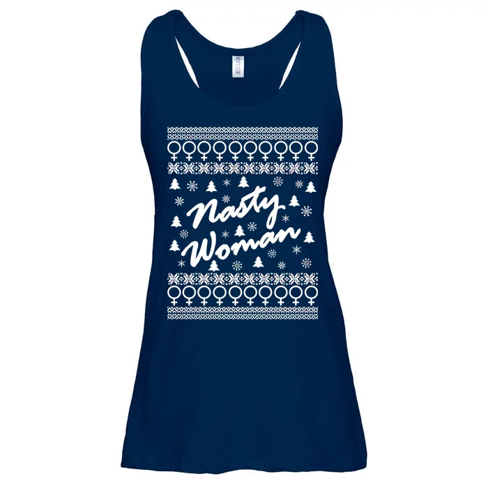 Nasty Woman Ugly Christmas Sweater Design Hillary Clinton Ladies Essential Flowy Tank