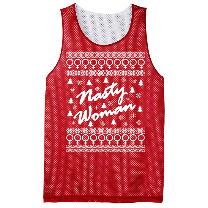 Nasty Woman Ugly Christmas Sweater Design Hillary Clinton Mesh Reversible Basketball Jersey Tank