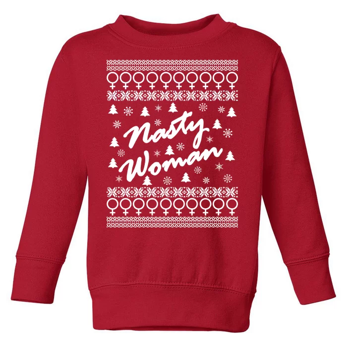 Nasty Woman Ugly Christmas Sweater Design Hillary Clinton Toddler Sweatshirt