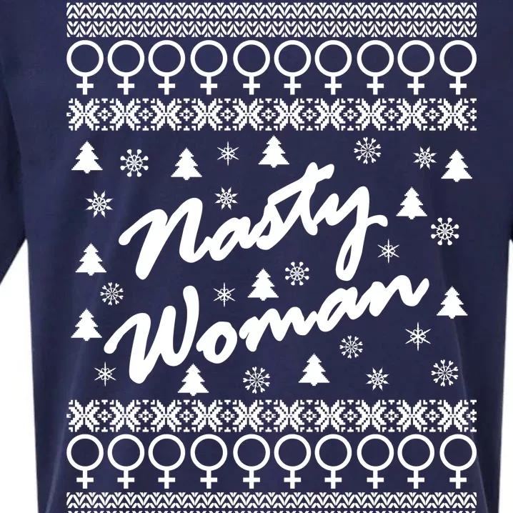 Nasty Woman Ugly Christmas Sweater Design Hillary Clinton Sueded Cloud Jersey T-Shirt