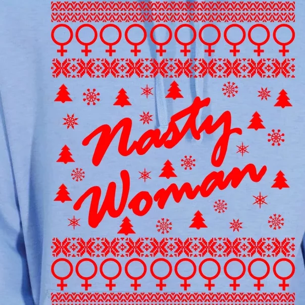 Nasty Woman Ugly Christmas Sweater Design Hillary Clinton Unisex Surf Hoodie