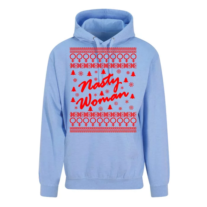 Nasty Woman Ugly Christmas Sweater Design Hillary Clinton Unisex Surf Hoodie