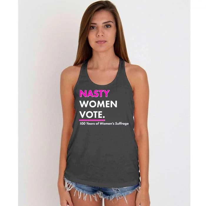 Nasty Women Vote 100 Years of Women's Suffrage Women's Knotted Racerback Tank