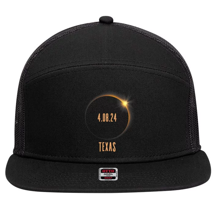 North America Total Solar Eclipse 2024 Texas USA 7 Panel Mesh Trucker Snapback Hat