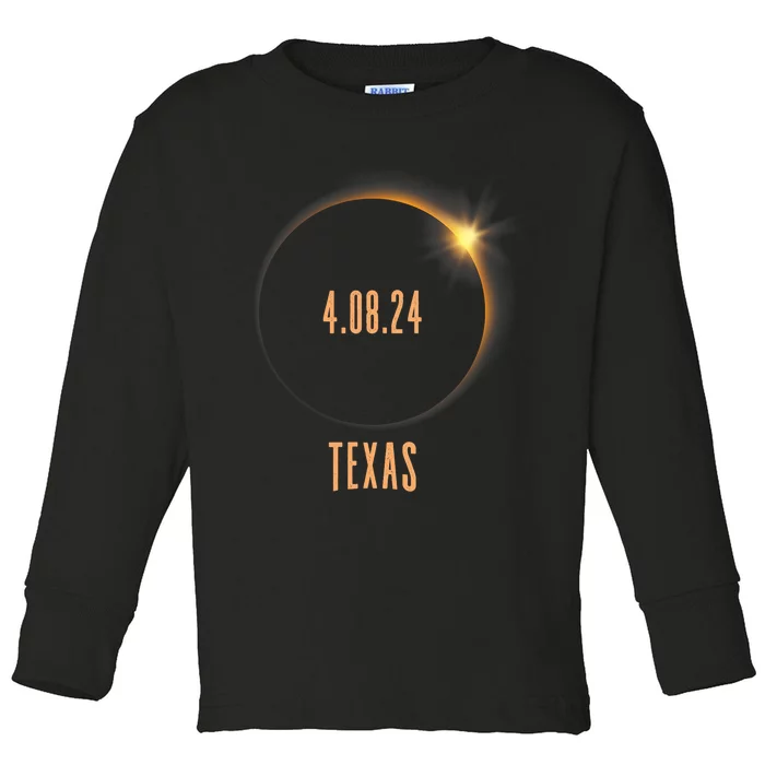 North America Total Solar Eclipse 2024 Texas USA Toddler Long Sleeve Shirt