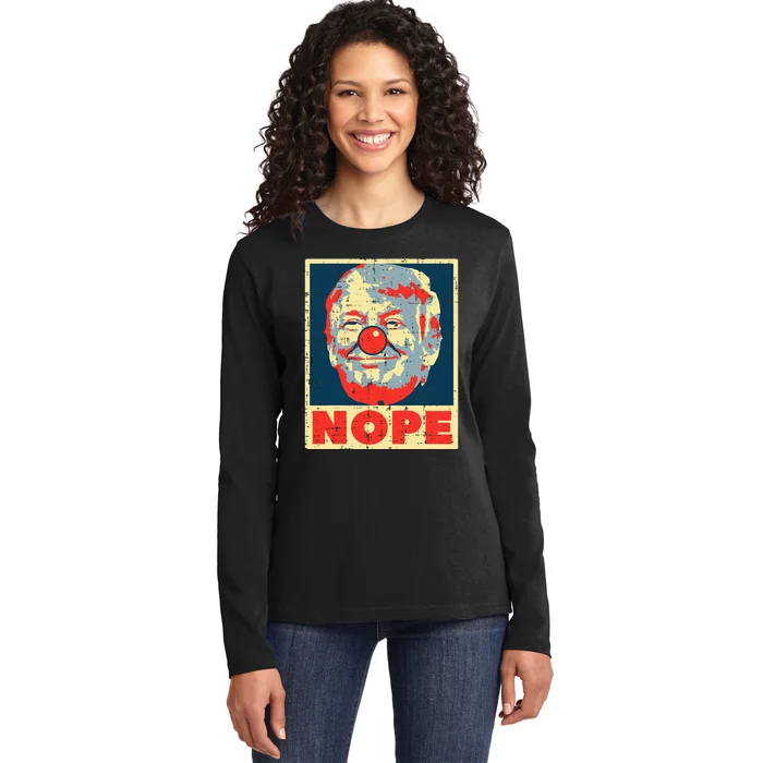 Nope Anti Trump Clown Impeach No Donald Ladies Long Sleeve Shirt