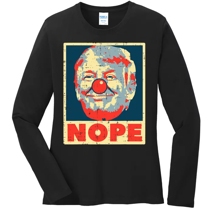 Nope Anti Trump Clown Vintage Retro Impeach No Donald Ladies Long Sleeve Shirt