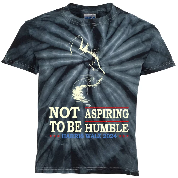 Not Aspiring To Be Humble Cat Lady Kamala Harris Tim Walz 24 Kids Tie-Dye T-Shirt