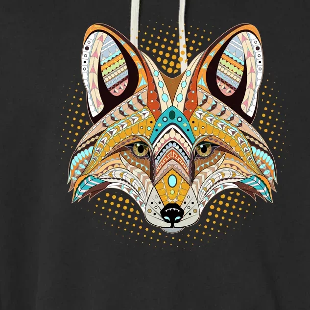 Native American Tribal Fox Face Garment-Dyed Fleece Hoodie