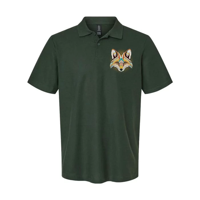 Native American Tribal Fox Face Softstyle Adult Sport Polo