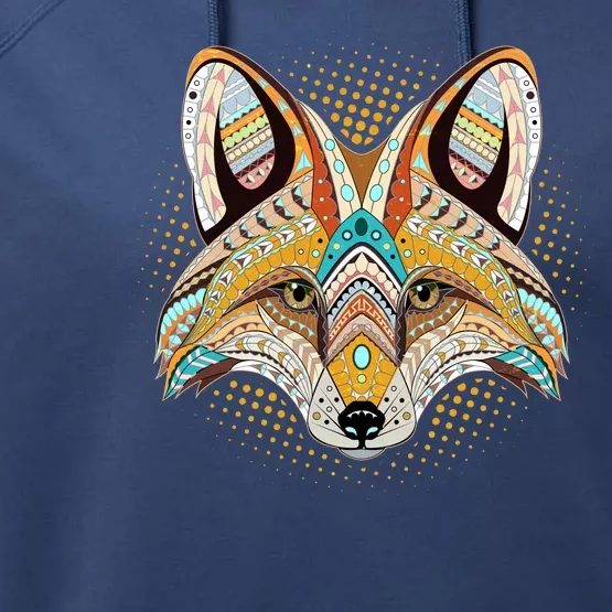 Native American Tribal Fox Face Performance Fleece Hoodie