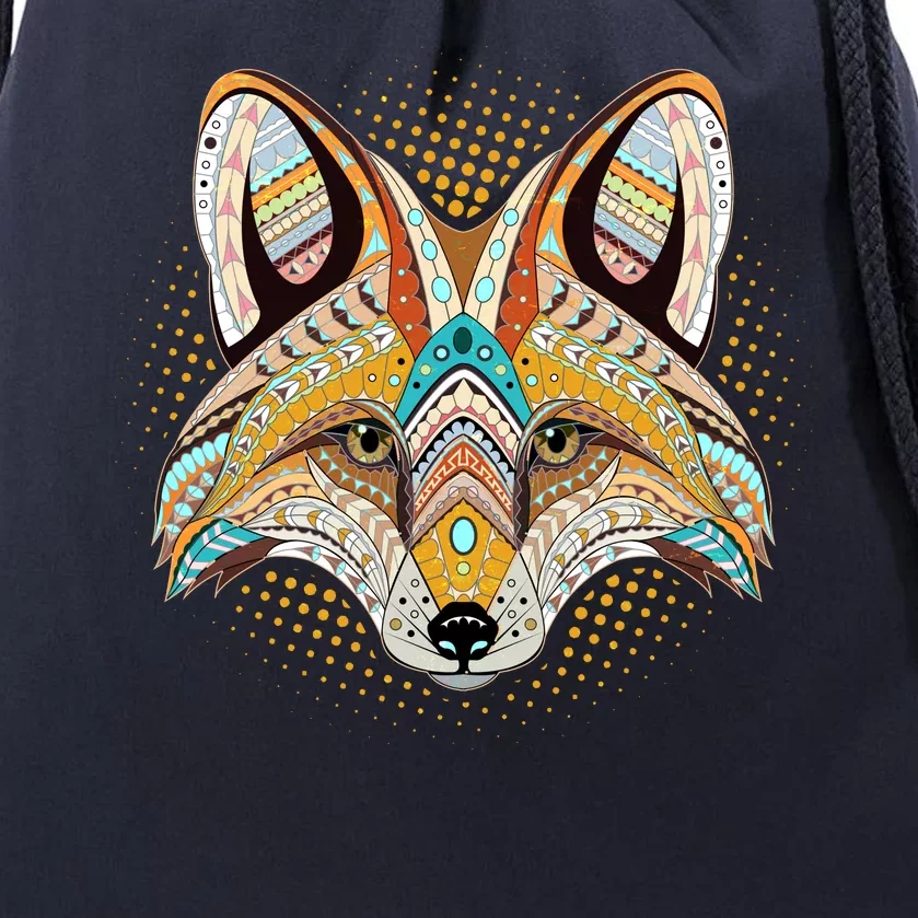 Native American Tribal Fox Face Drawstring Bag