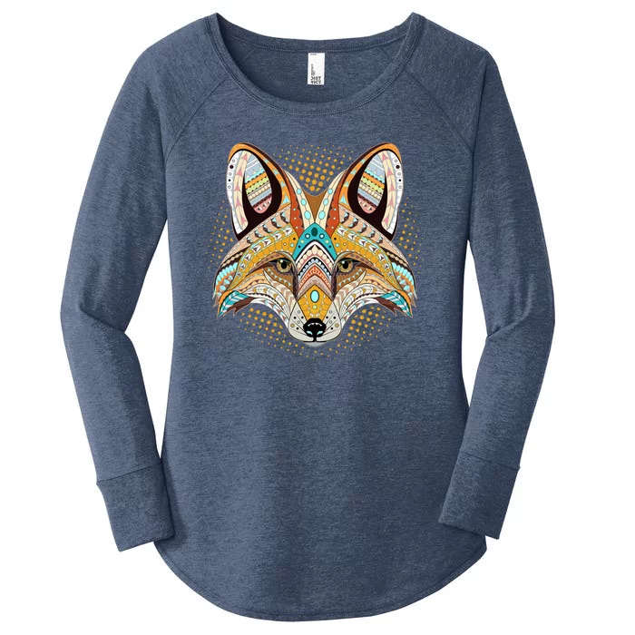 Native American Tribal Fox Face Women's Perfect Tri Tunic Long Sleeve Shirt