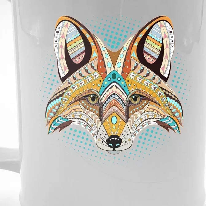 Native American Tribal Fox Face Front & Back Beer Stein