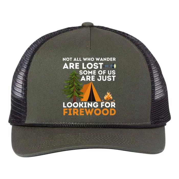 Not All Those Who Wander Are Lost Funny Camping Outdoor Retro Rope Trucker Hat Cap