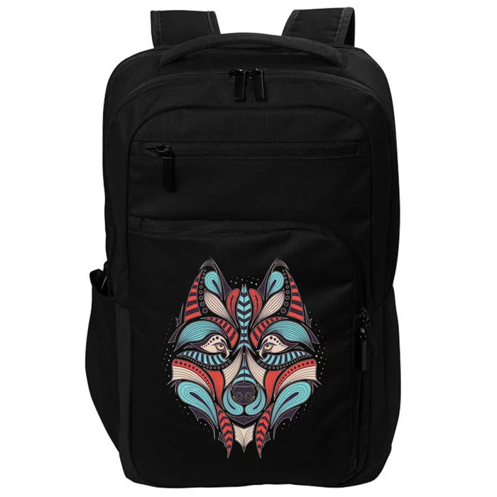 Native American Tribal Wolf Face Impact Tech Backpack