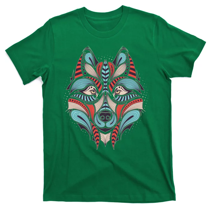 Native American Tribal Wolf Face T-Shirt