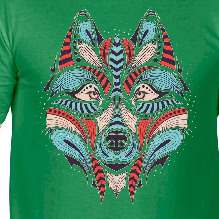 Native American Tribal Wolf Face Comfort Colors T-Shirt