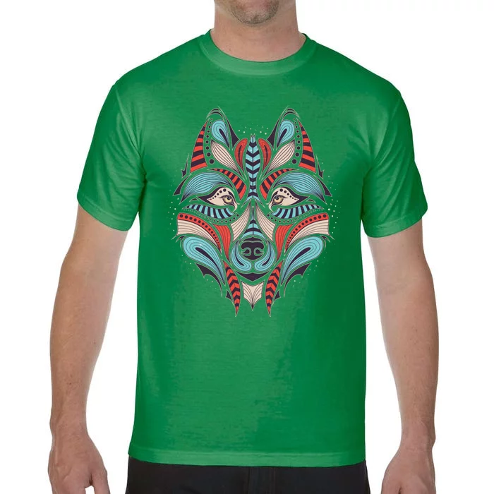 Native American Tribal Wolf Face Comfort Colors T-Shirt