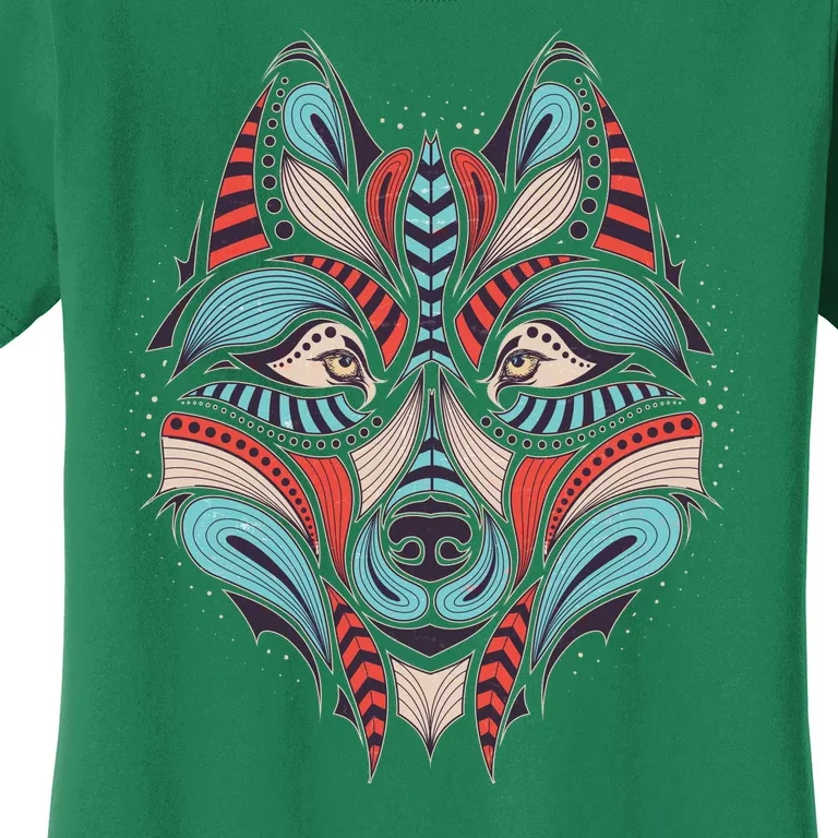 Native American Tribal Wolf Face Women's T-Shirt