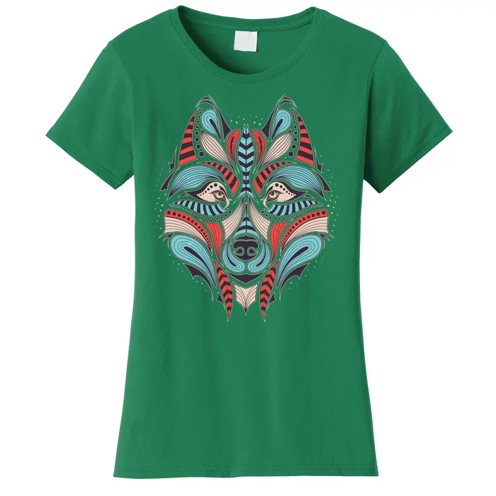 Native American Tribal Wolf Face Women's T-Shirt