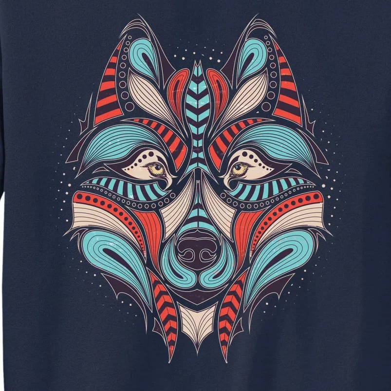 Native American Tribal Wolf Face Tall Sweatshirt