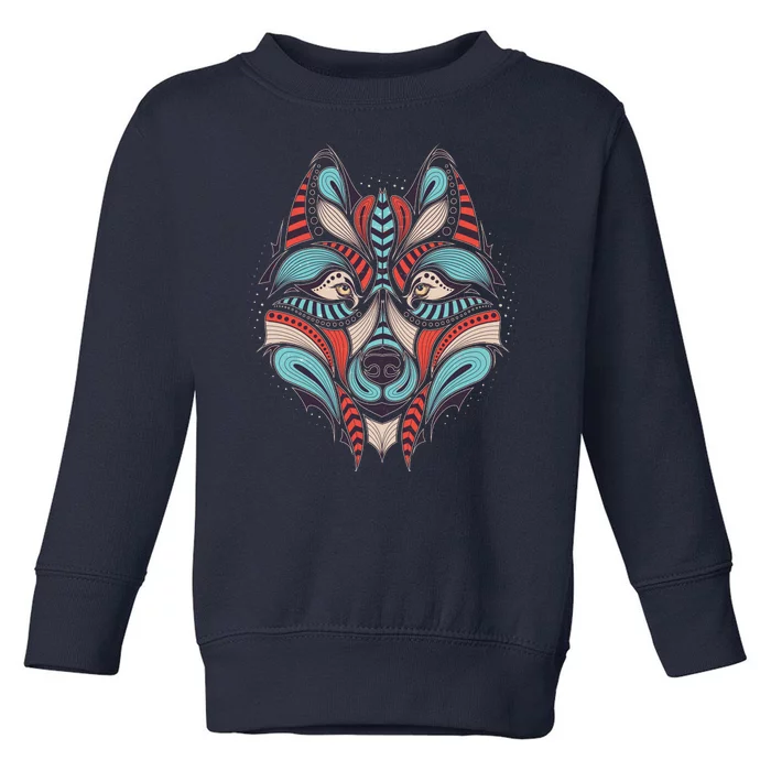 Native American Tribal Wolf Face Toddler Sweatshirt