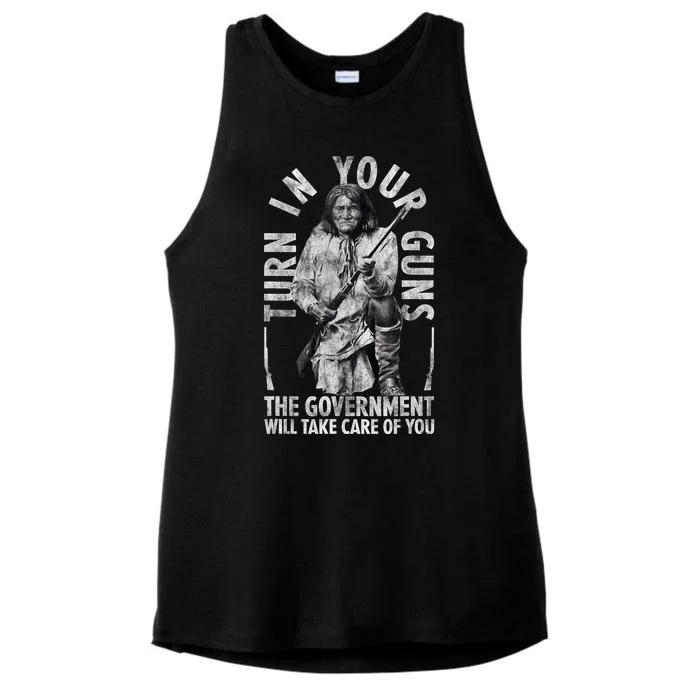 Native America Turn Your Guns Government Take Care Of You Ladies Tri-Blend Wicking Tank