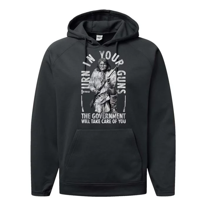 Native America Turn Your Guns Government Take Care Of You Performance Fleece Hoodie