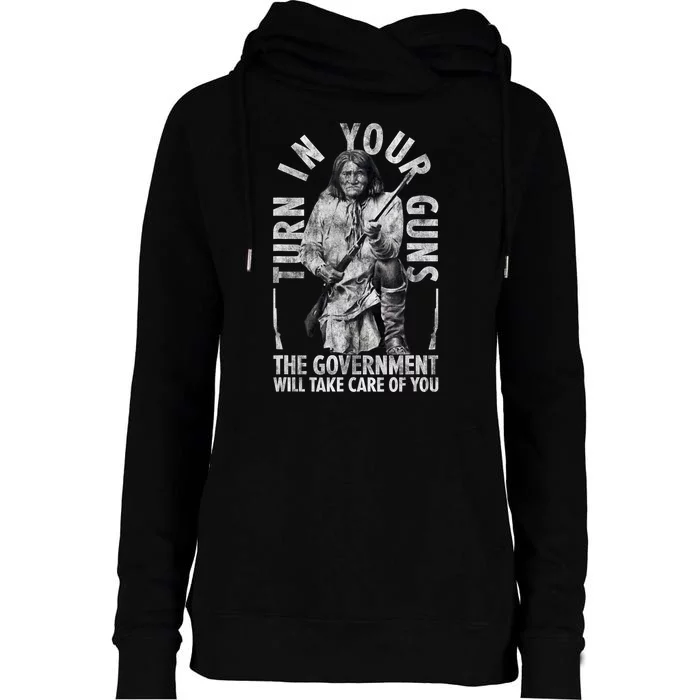 Native America Turn Your Guns Government Take Care Of You Womens Funnel Neck Pullover Hood