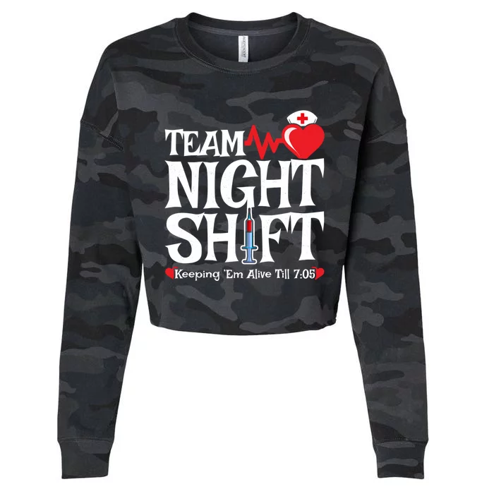 Nurse Appreciation Team Night Shift Night Shift Nurse Great Gift Cropped Pullover Crew