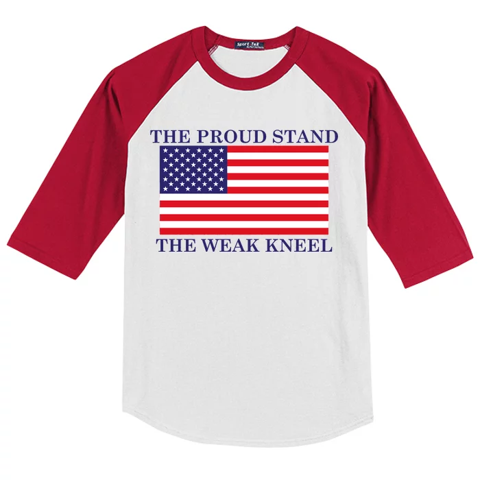 National Anthem The Proud Stand The Weak Kneel Kids Colorblock Raglan Jersey