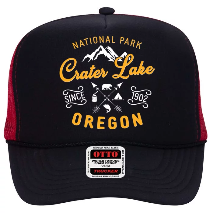 National Park Crater Lake Oregon Since 1902 High Crown Mesh Trucker Hat