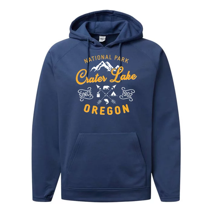 National Park Crater Lake Oregon Since 1902 Performance Fleece Hoodie