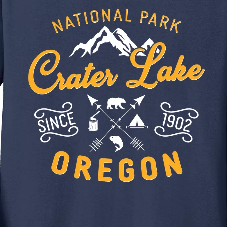 National Park Crater Lake Oregon Since 1902 Kids Long Sleeve Shirt