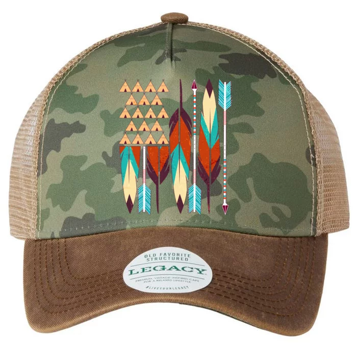 Native American Flag Feathers and Arrows Legacy Tie Dye Trucker Hat