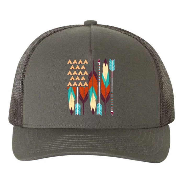 Native American Flag Feathers and Arrows Yupoong Adult 5-Panel Trucker Hat