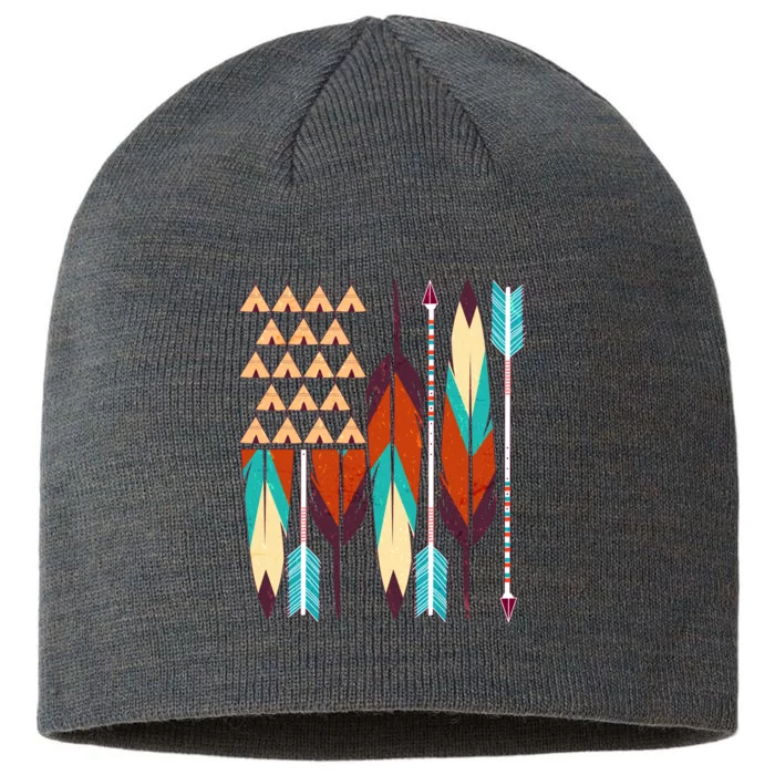 Native American Flag Feathers and Arrows 8 1/2in Sustainable Knit Beanie