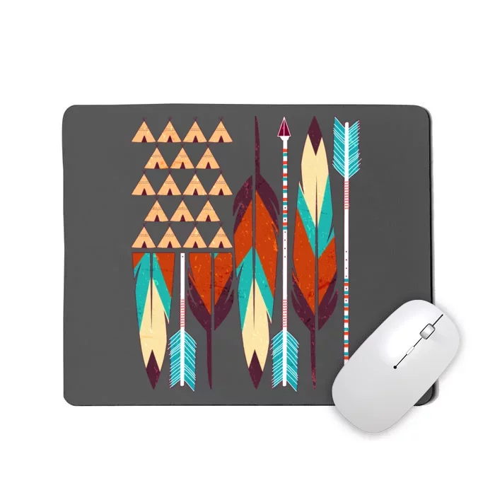 Native American Flag Feathers and Arrows Mousepad