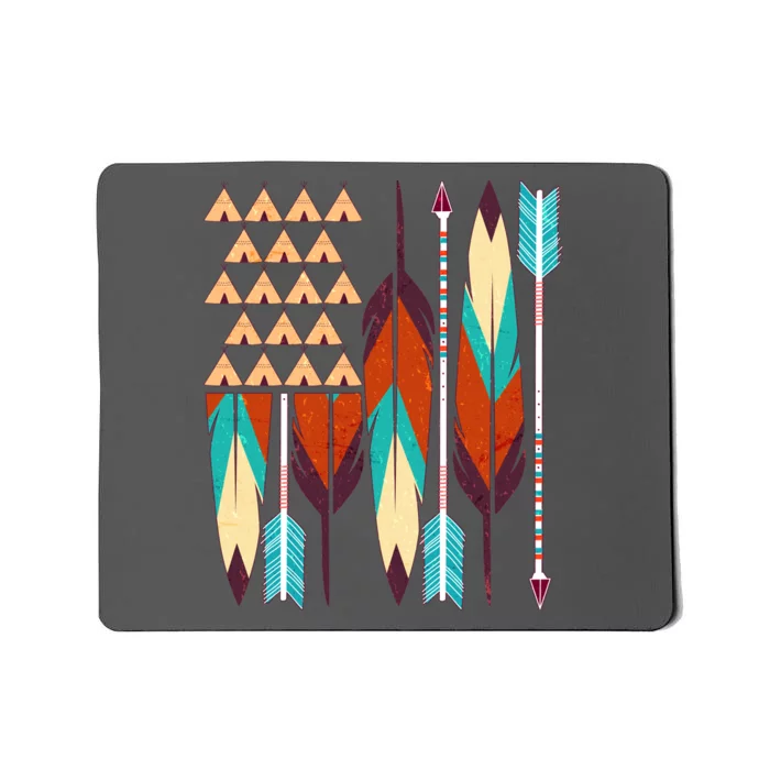 Native American Flag Feathers and Arrows Mousepad