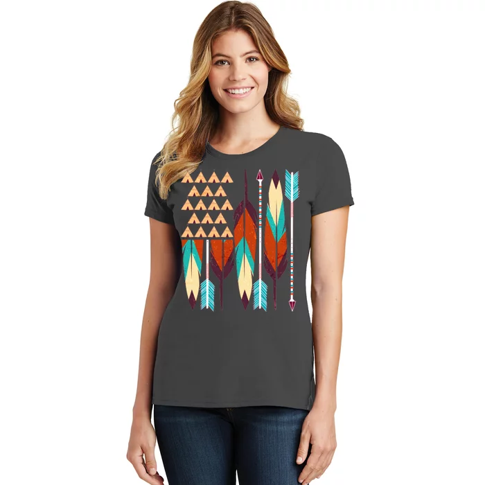 Native American Flag Feathers and Arrows Women's T-Shirt