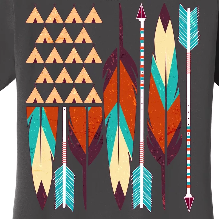 Native American Flag Feathers and Arrows Women's T-Shirt