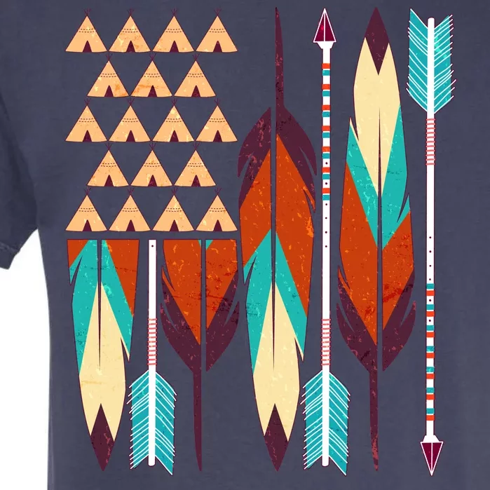 Native American Flag Feathers and Arrows Garment-Dyed Heavyweight T-Shirt